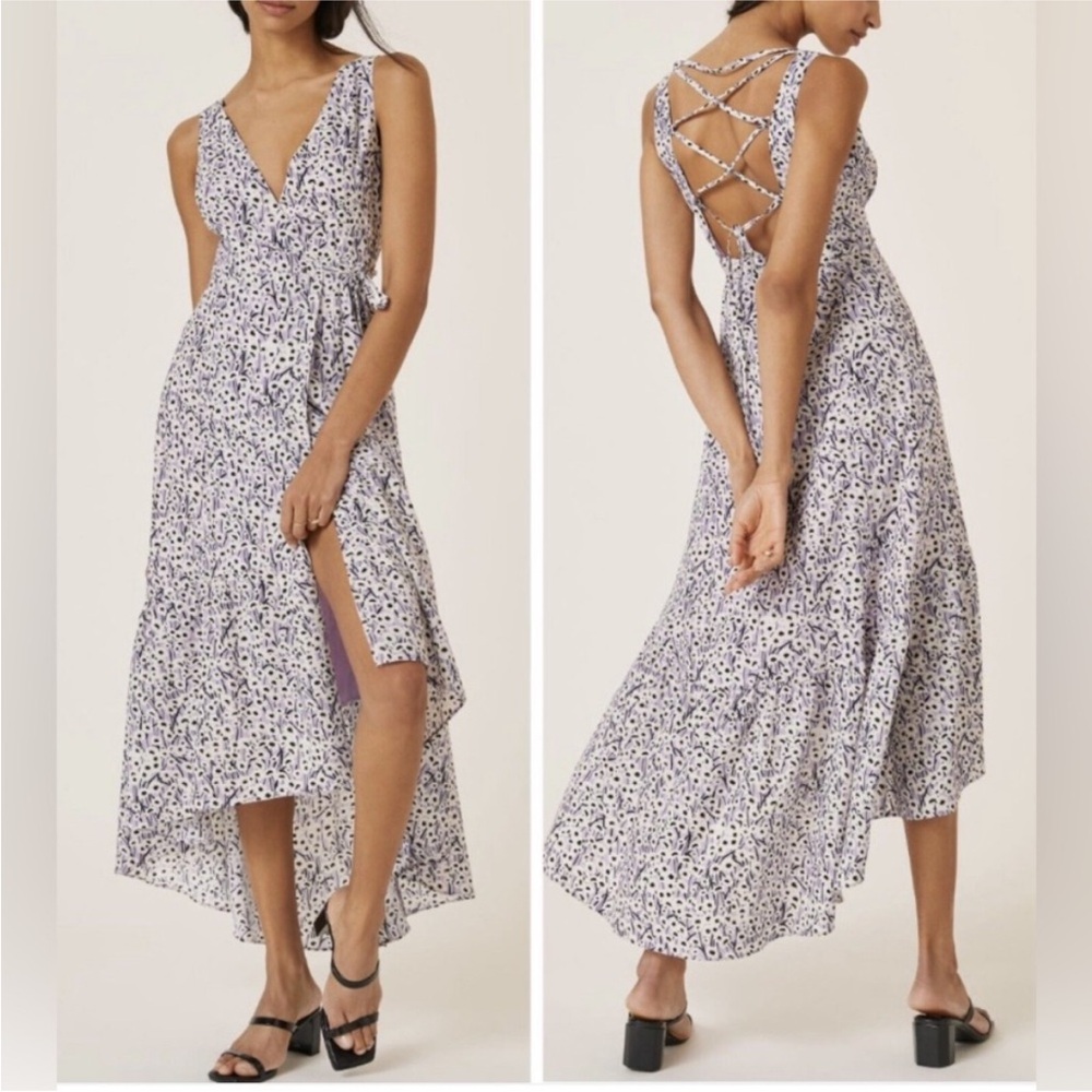 Anthropologie Hutch Elisabet Strappy Wrap Dress Purple Floral XL